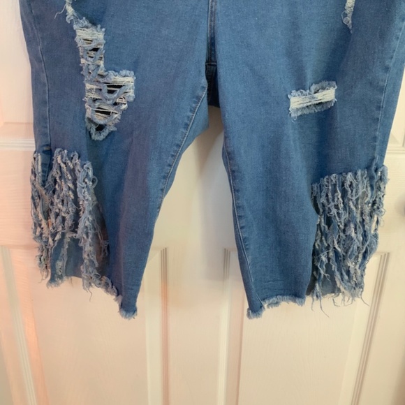 CAPRI DISTRESSED FRINGE JEANS PLUS SIZE 4X - Picture 3 of 9